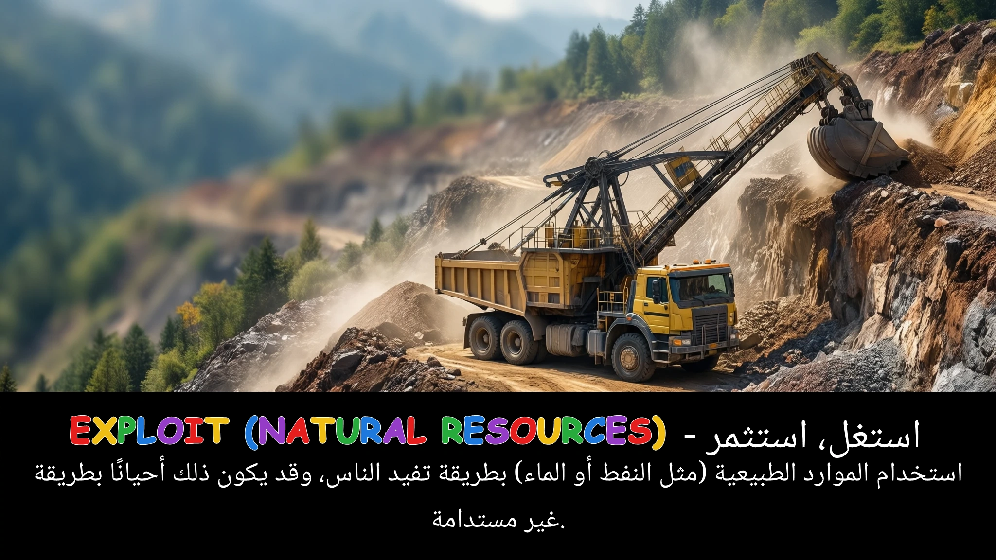 Arabic Illustration for exploit (natural resources)